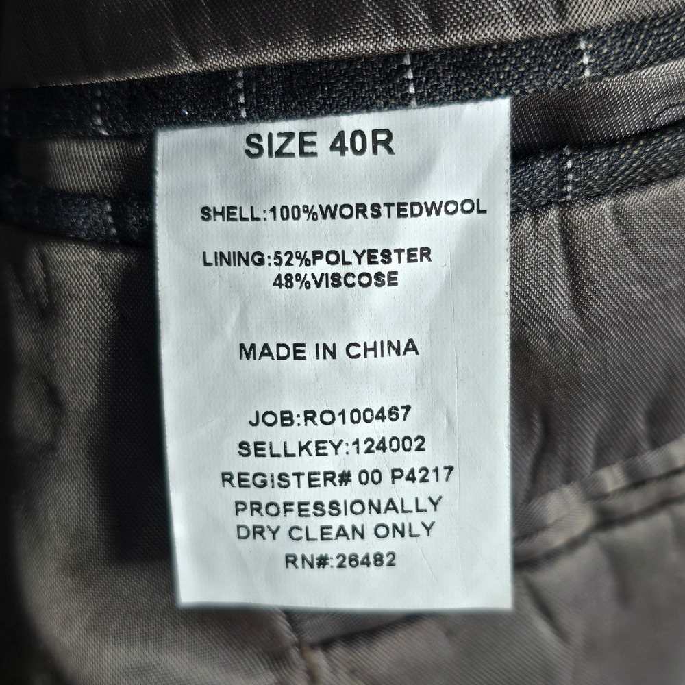 Murano Collezione Sport Coat Blazer Men 42R Charcoal Pinstripe Worsted Wool - Picture 5 of 10